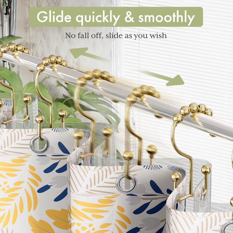 Amazer Gold Shower Curtain Hooks Rings, Stainless Steel Shower Curtain Rings, 12Pcs Double Glide Shower Hooks for Bathroom Shower Curtain Rods Dual Rust-Resistant Shower Rings - Image 5